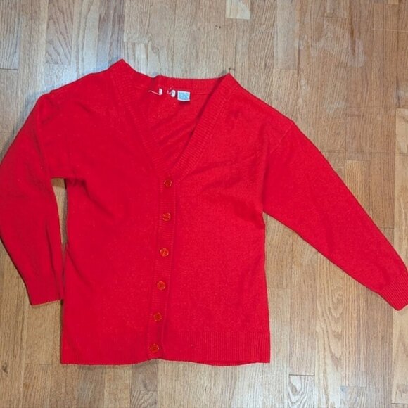 Vintage Red Hot Wool & Angora Cardigan ✨ Cozy Luxe Vibes! - Picture 1 of 8